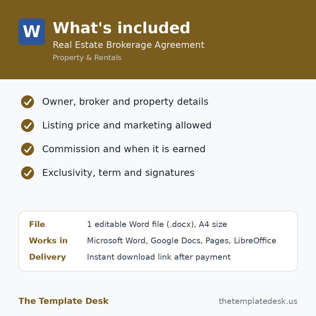 Real Estate Brokerage Agreement – what's included