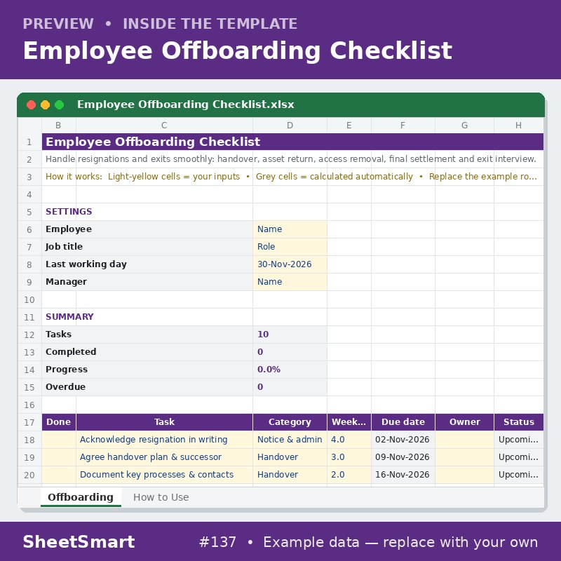 Employee Offboarding Checklist – sheet preview