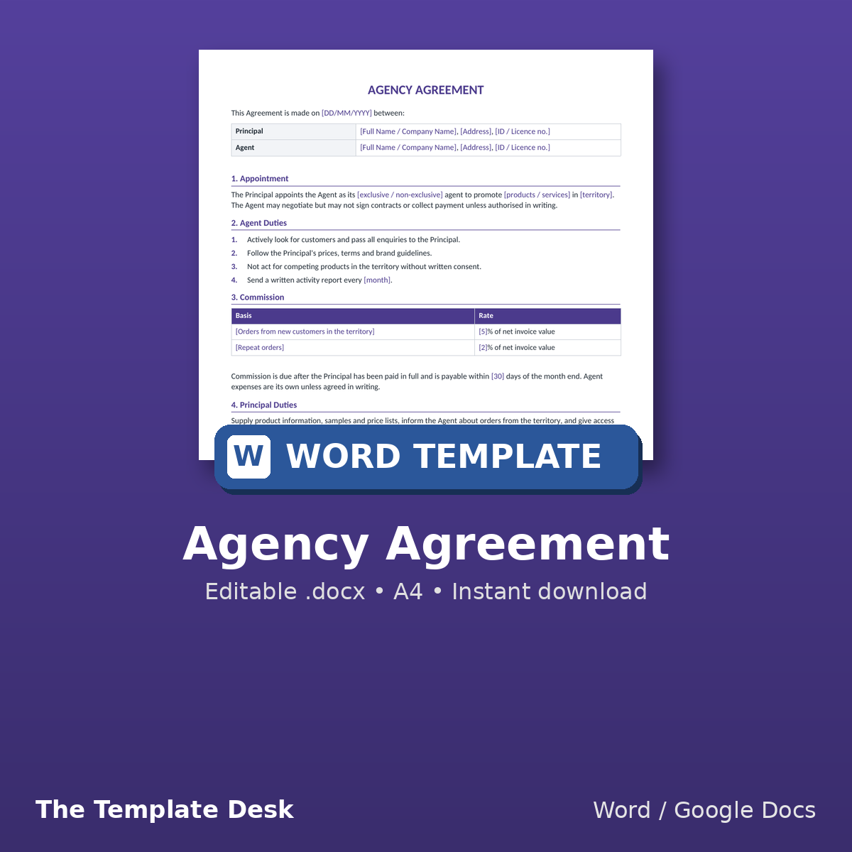 Agency Agreement – cover