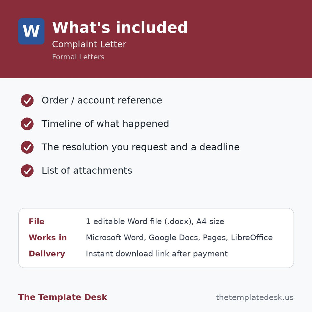 Complaint Letter – what's included