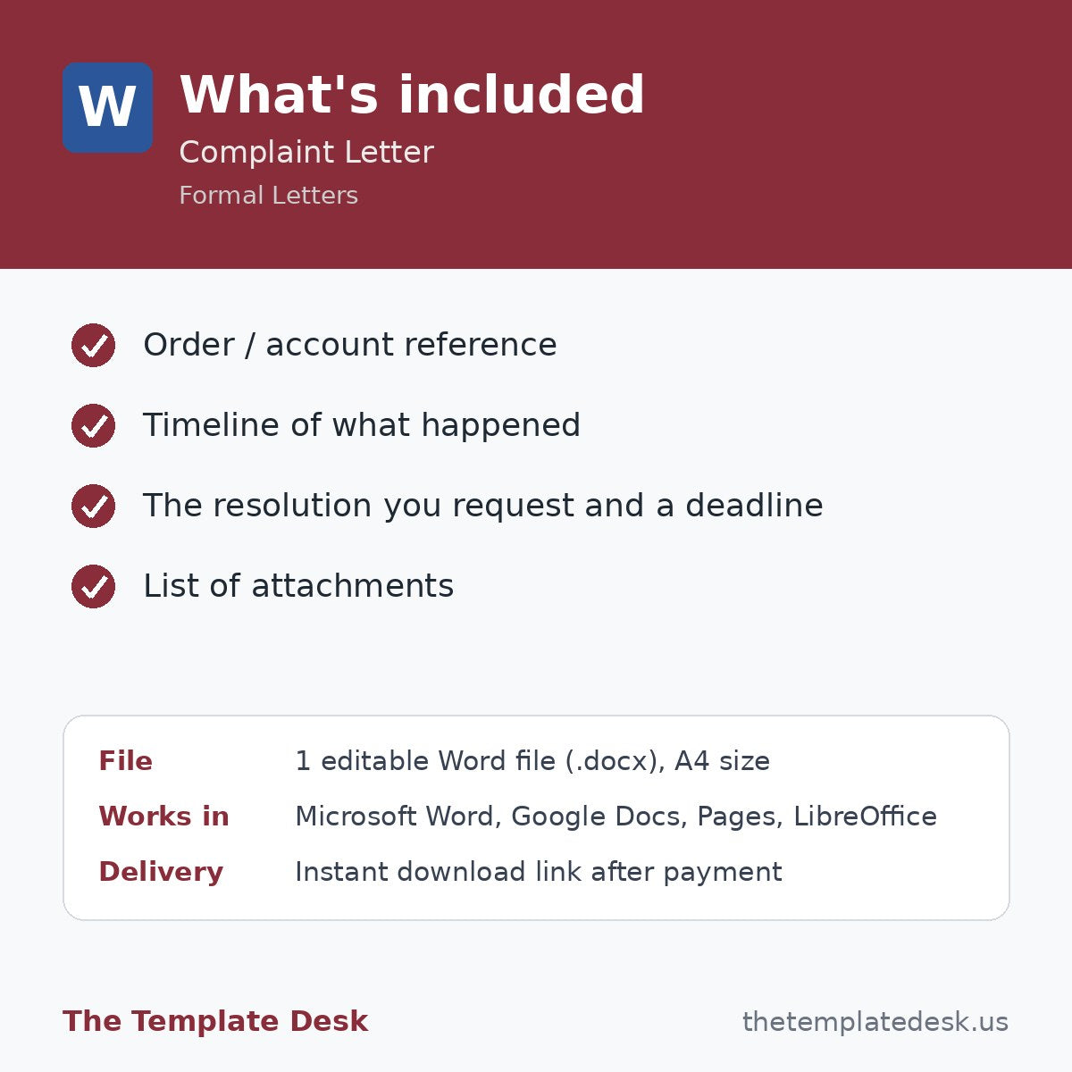 Complaint Letter – what's included