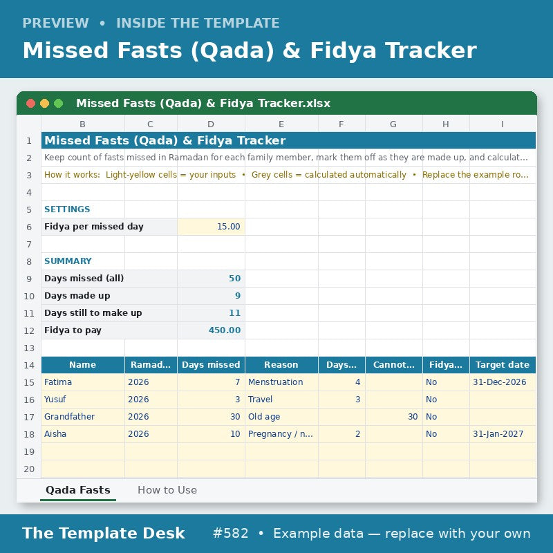 Missed Fasts (Qada) & Fidya Tracker – preview