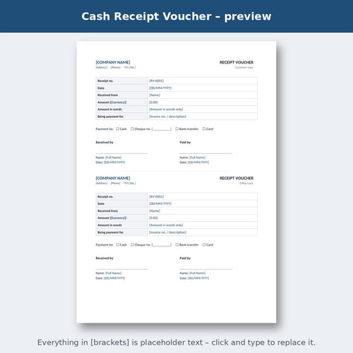 Cash Receipt Voucher – preview
