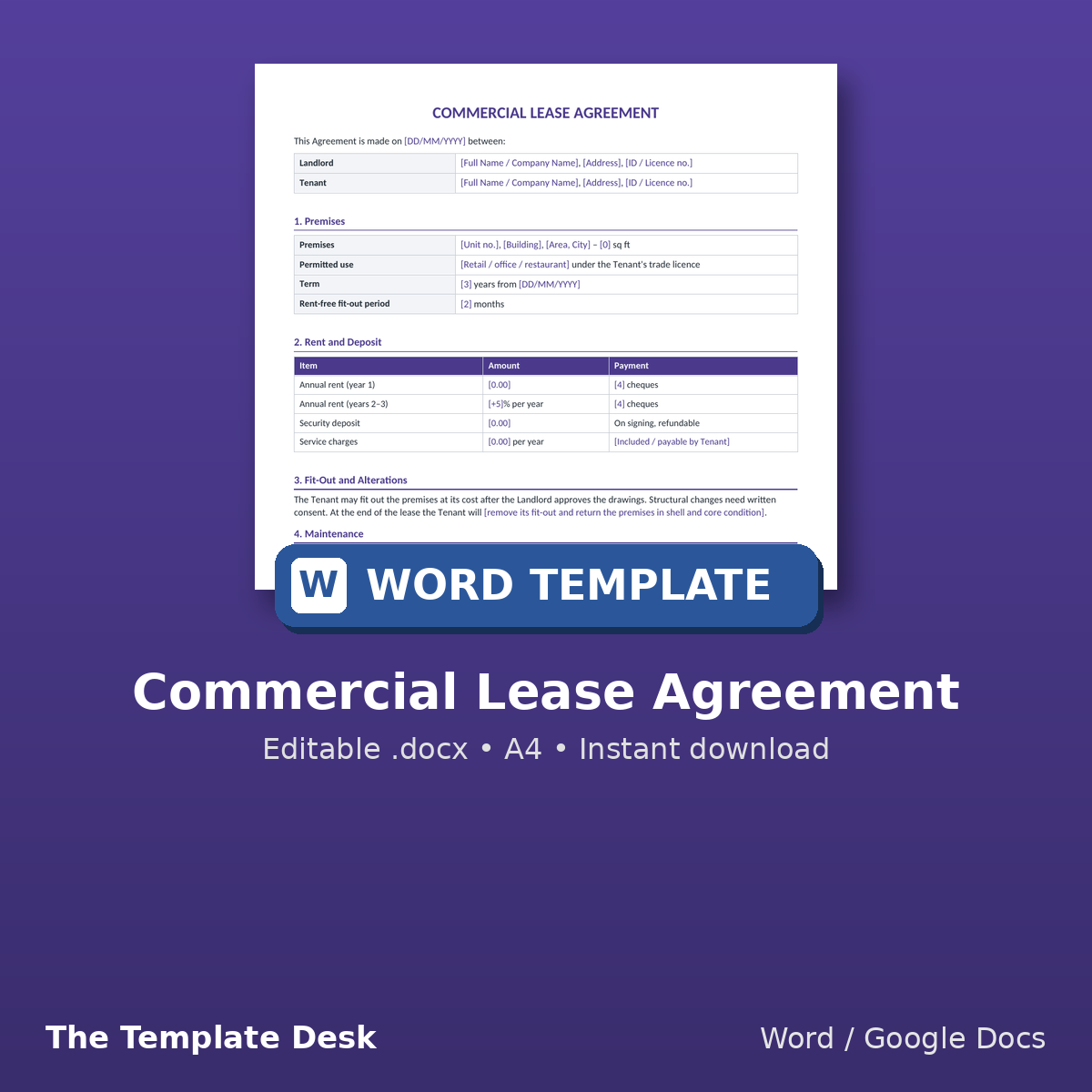 Commercial Lease Agreement – cover