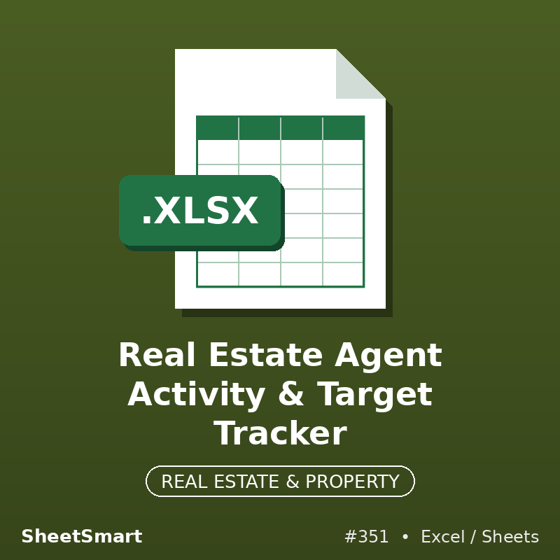 Real Estate Agent Activity & Target Tracker – Excel template