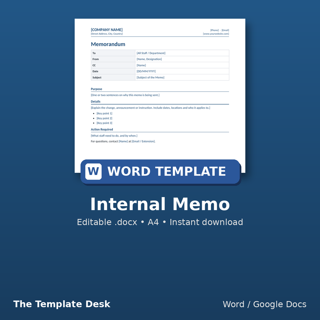 Internal Memo – cover