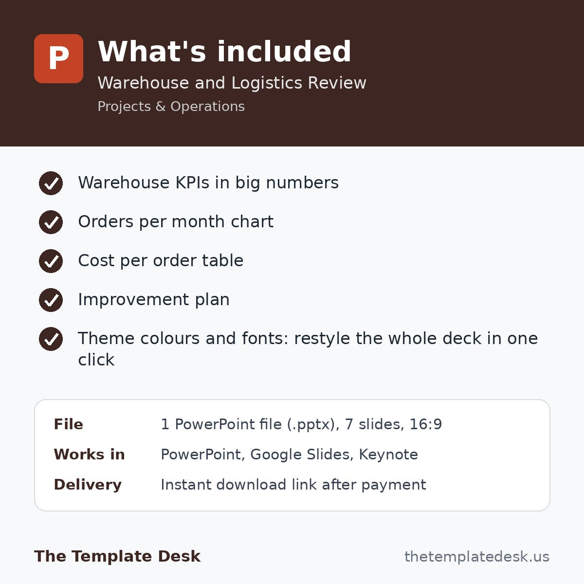 Warehouse and Logistics Review – what's included