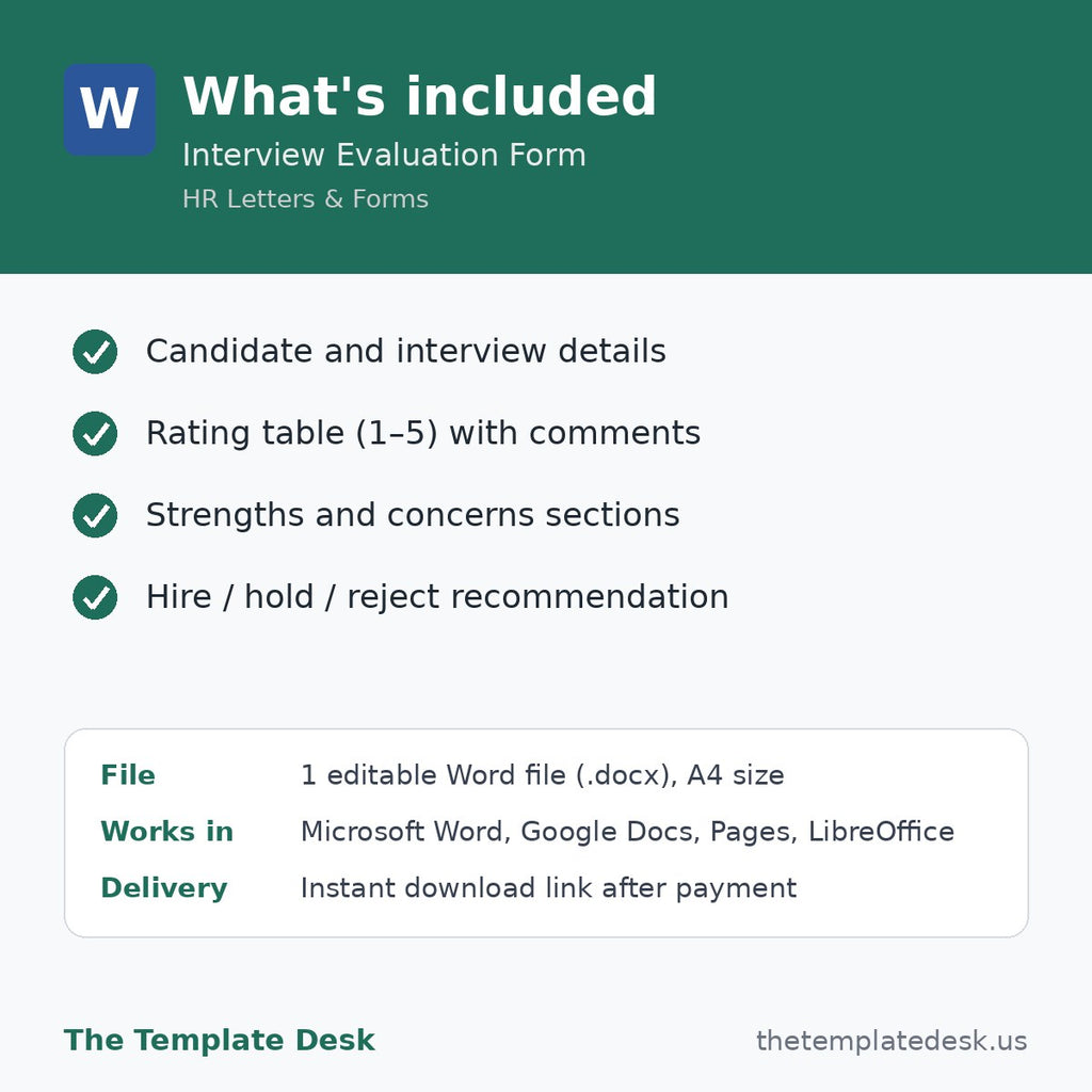 Interview Evaluation Form – what's included
