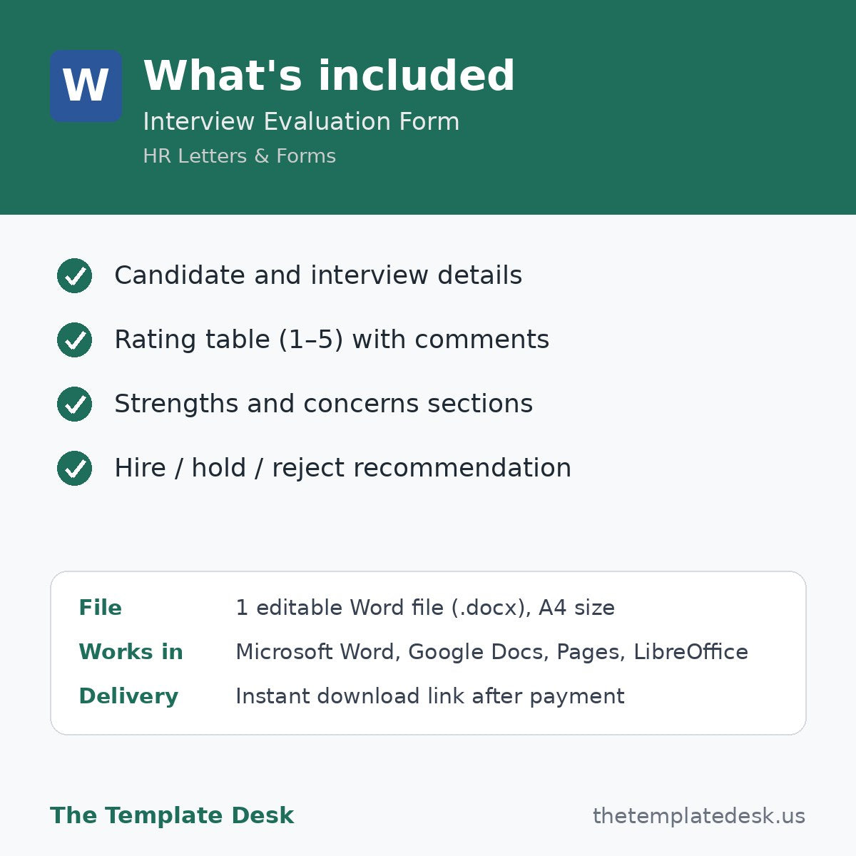 Interview Evaluation Form – what's included