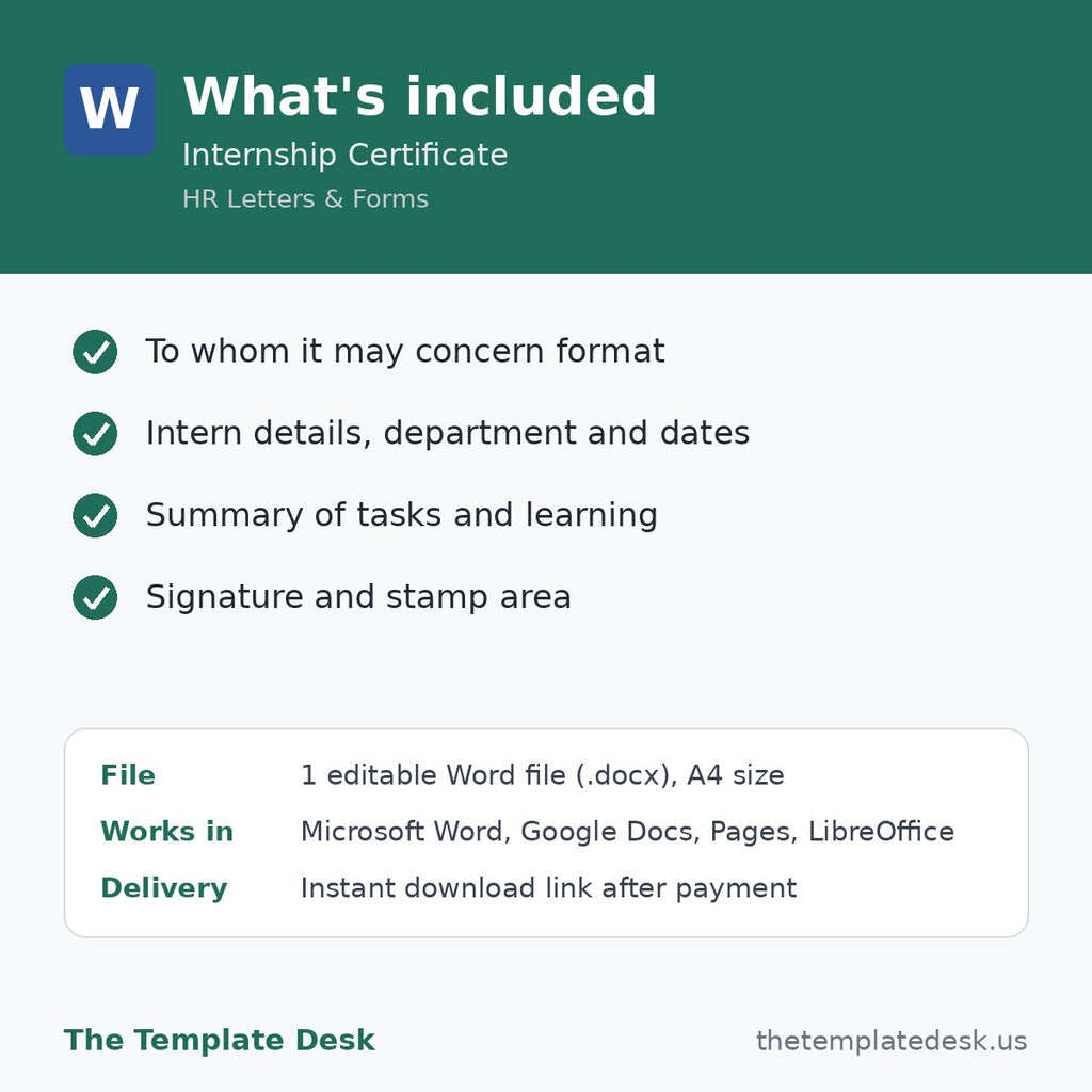 Internship Certificate – what's included