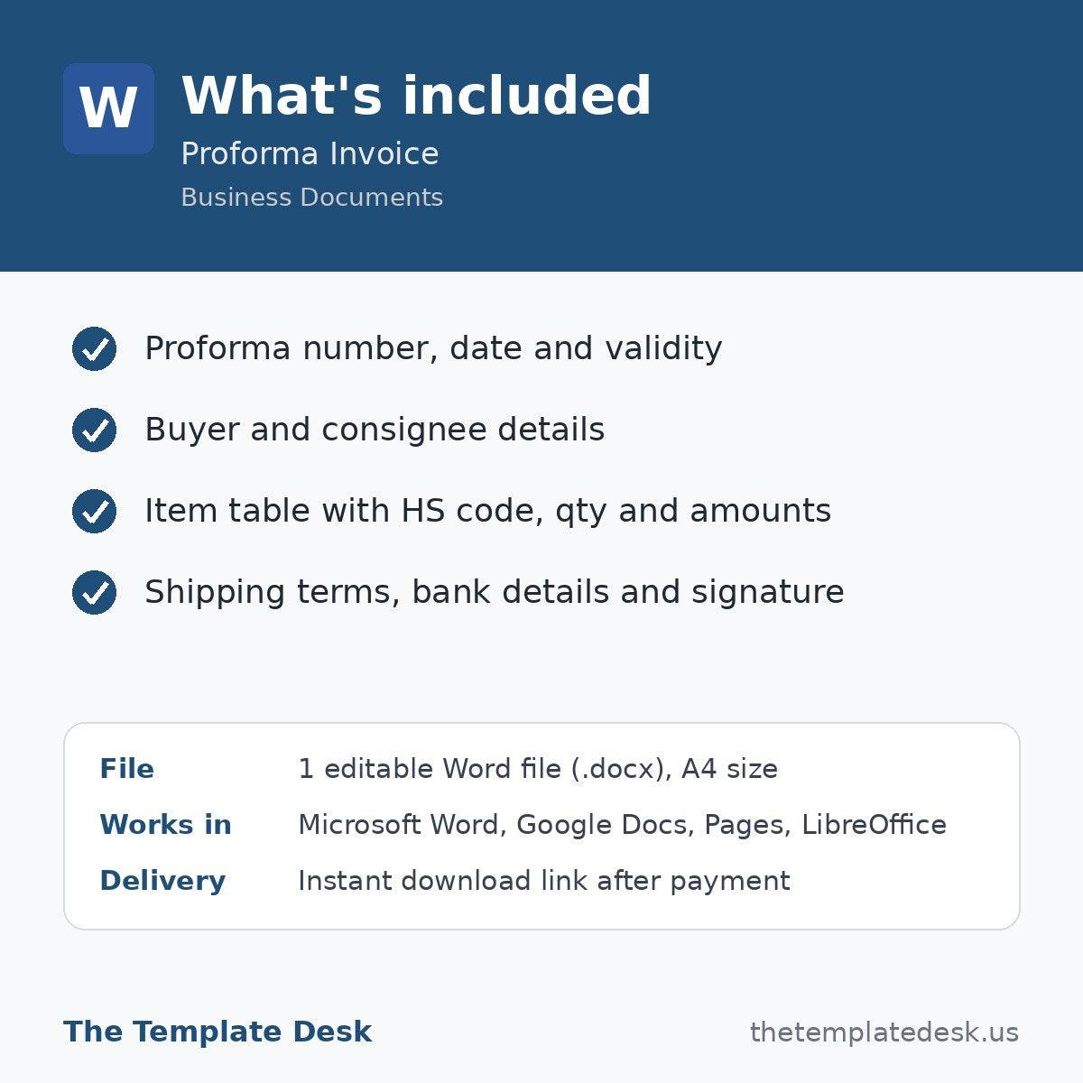 Proforma Invoice – what's included