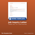 Job Inquiry Letter – cover