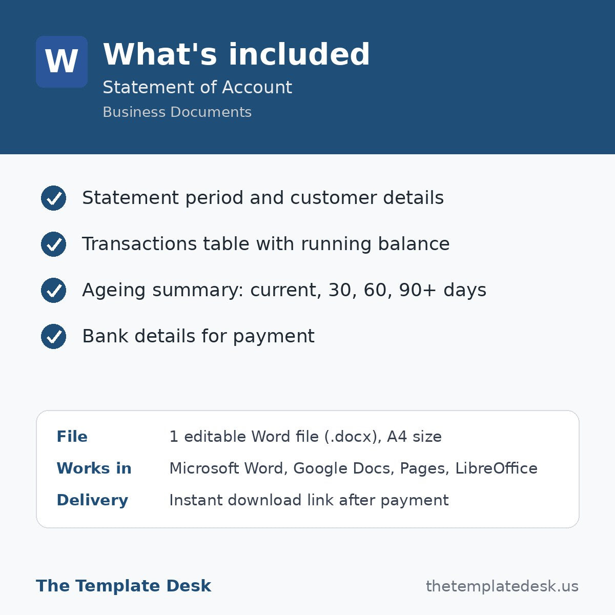 Statement of Account – what's included