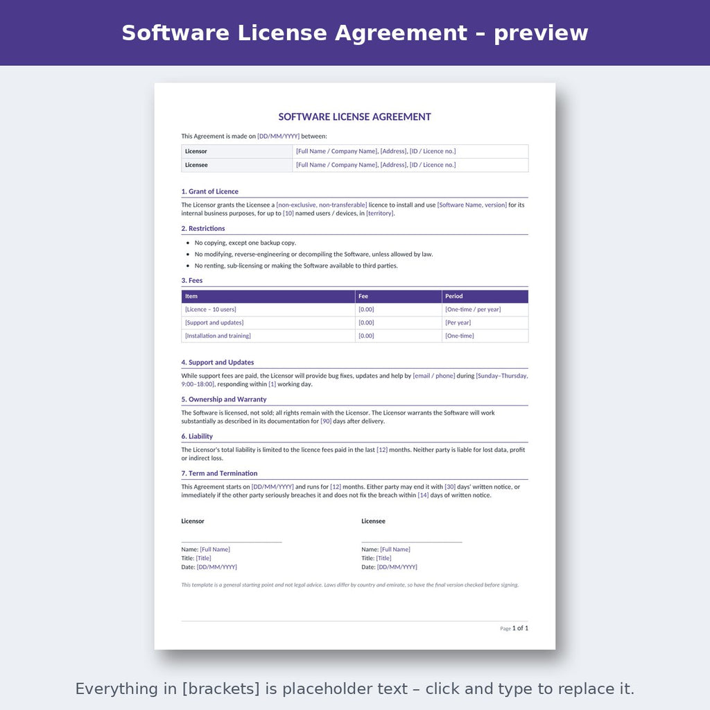 Software License Agreement – preview