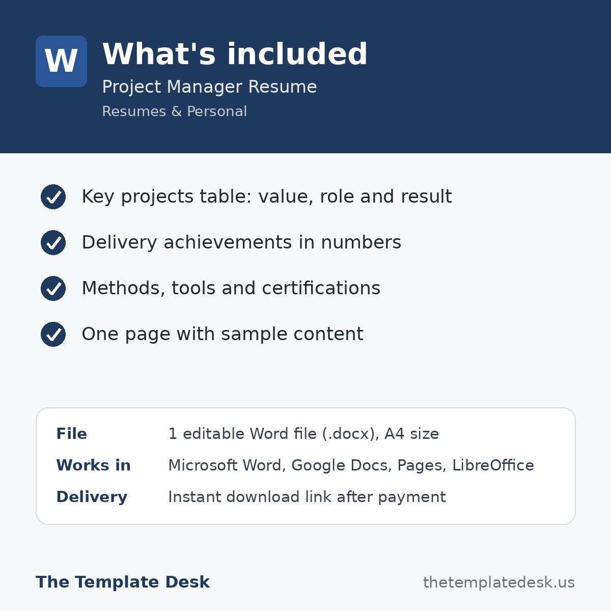 Project Manager Resume – what's included