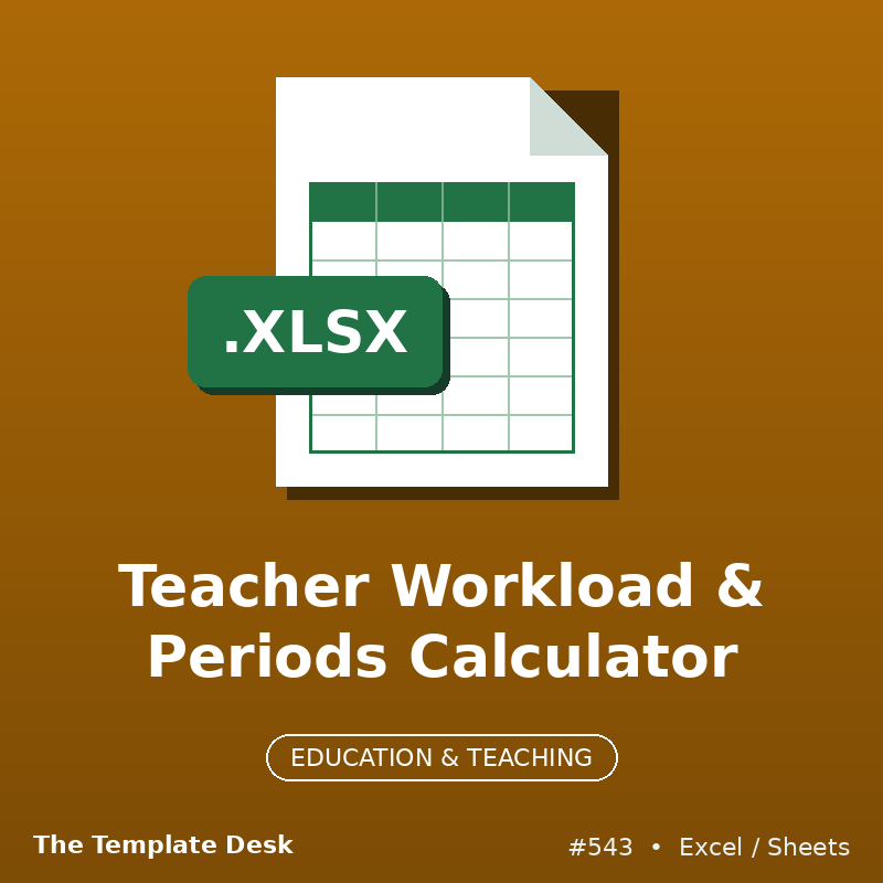 Teacher Workload & Periods Calculator – Excel template