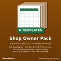 Shop Owner Pack – 6 Excel templates bundle