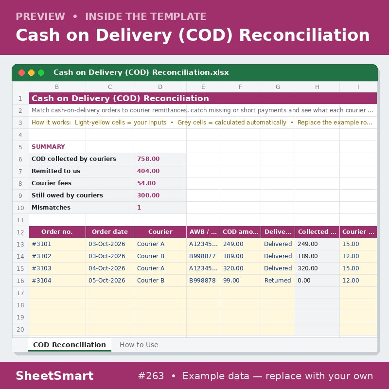 Cash on Delivery (COD) Reconciliation – sheet preview