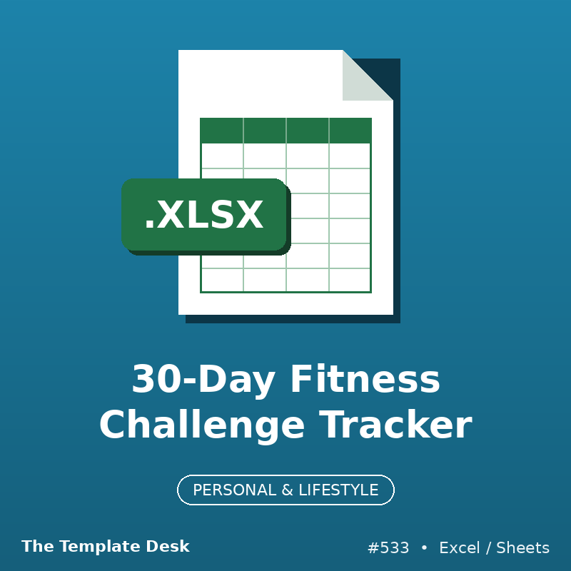 30-Day Fitness Challenge Tracker – Excel template