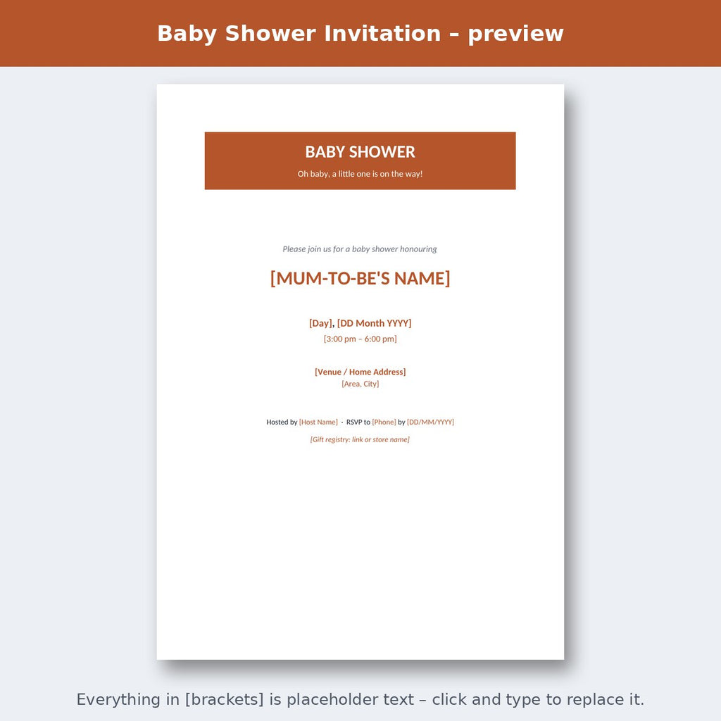 Baby Shower Invitation – preview