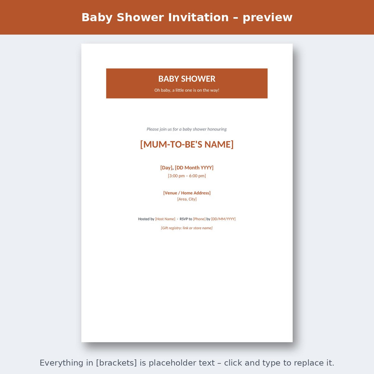Baby Shower Invitation – preview