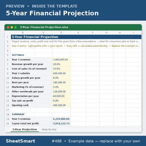 5-Year Financial Projection – sheet preview