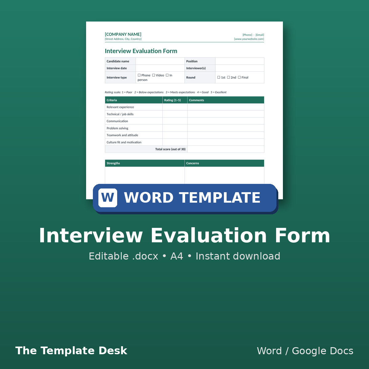 Interview Evaluation Form – cover