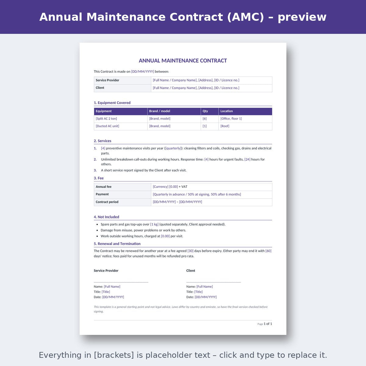 Annual Maintenance Contract (AMC) – preview