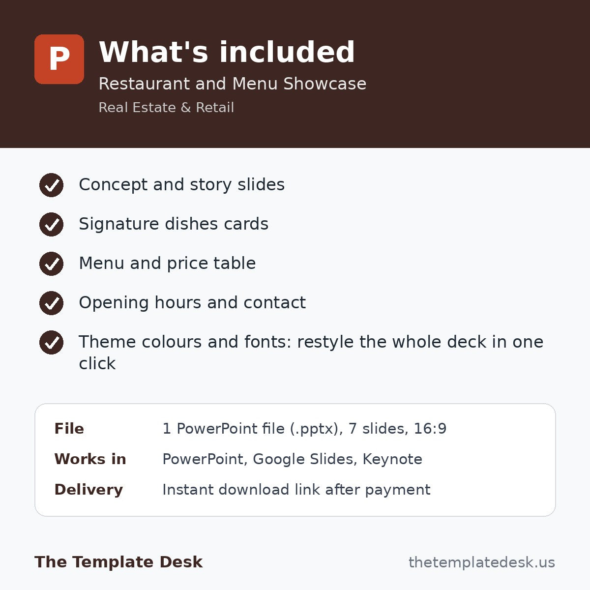 Restaurant and Menu Showcase – what's included