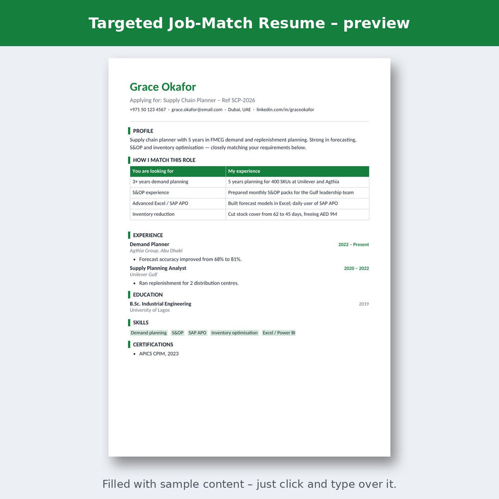 Targeted Job-Match Resume – preview