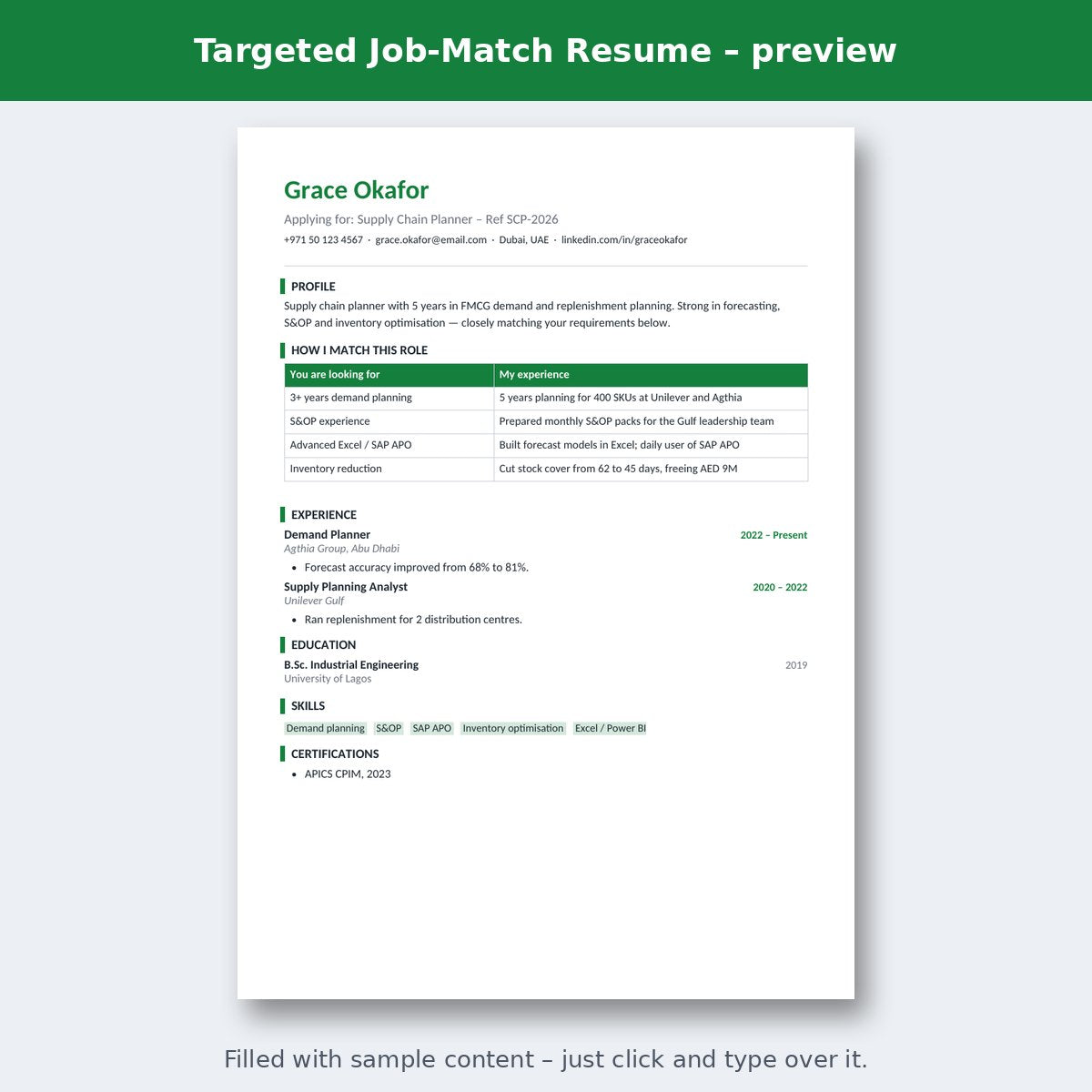 Targeted Job-Match Resume – preview