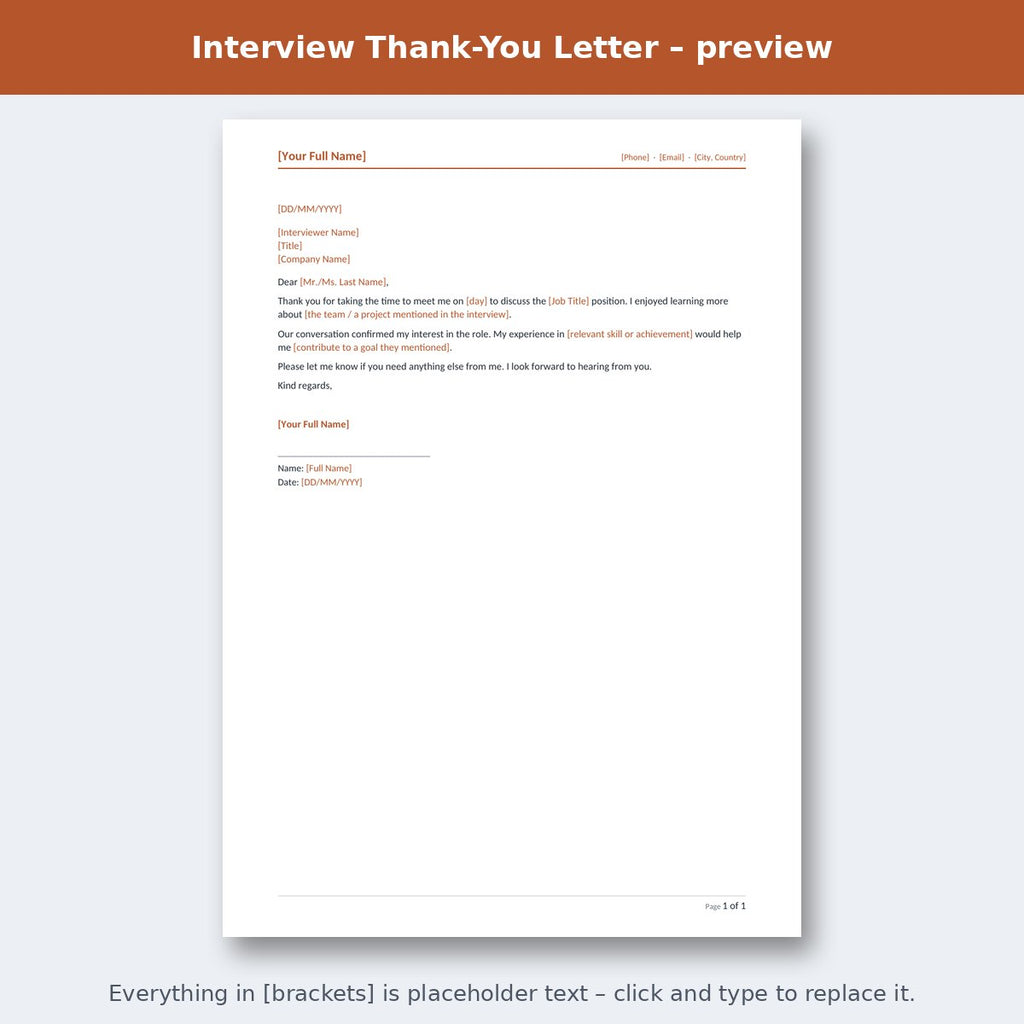 Interview Thank-You Letter – preview