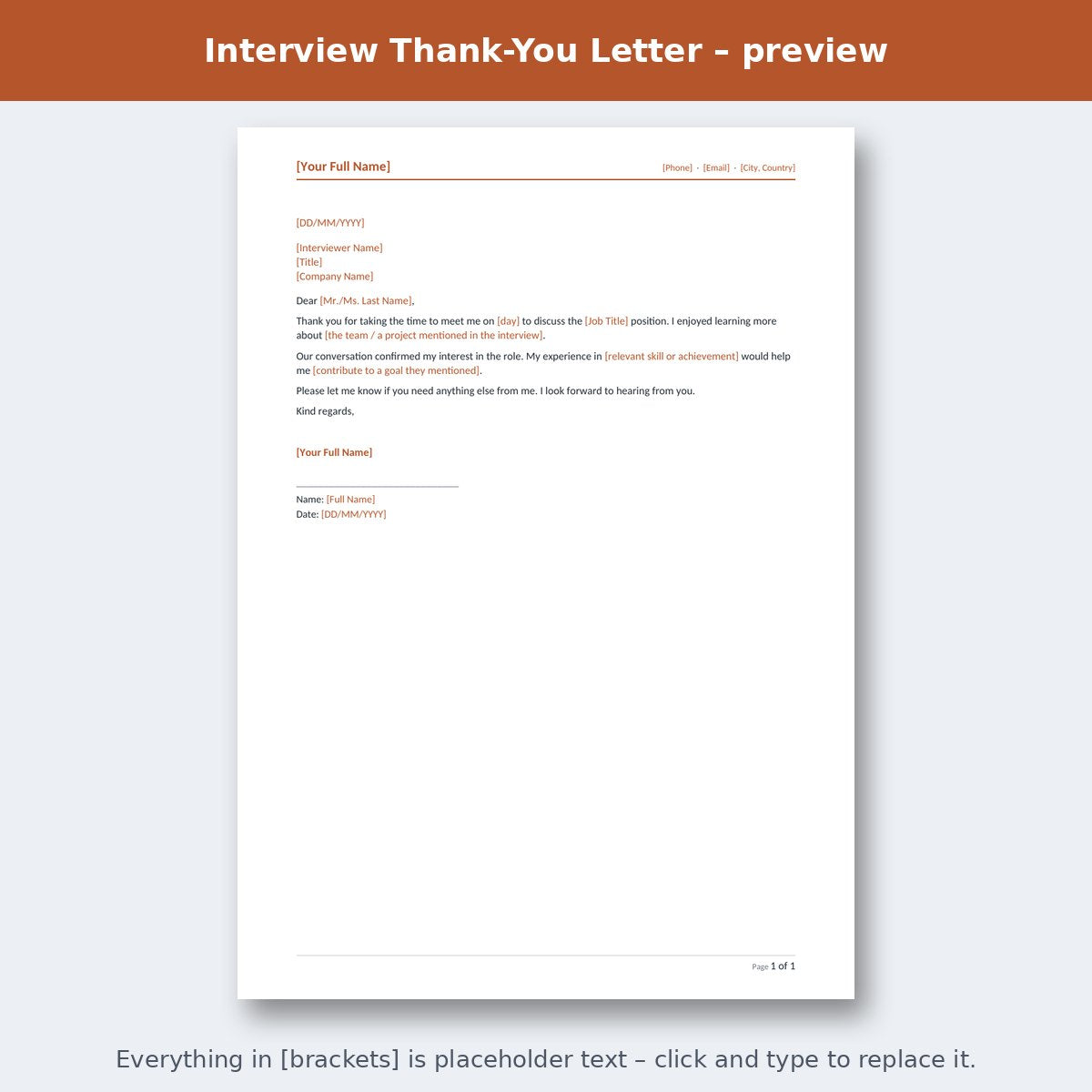 Interview Thank-You Letter – preview