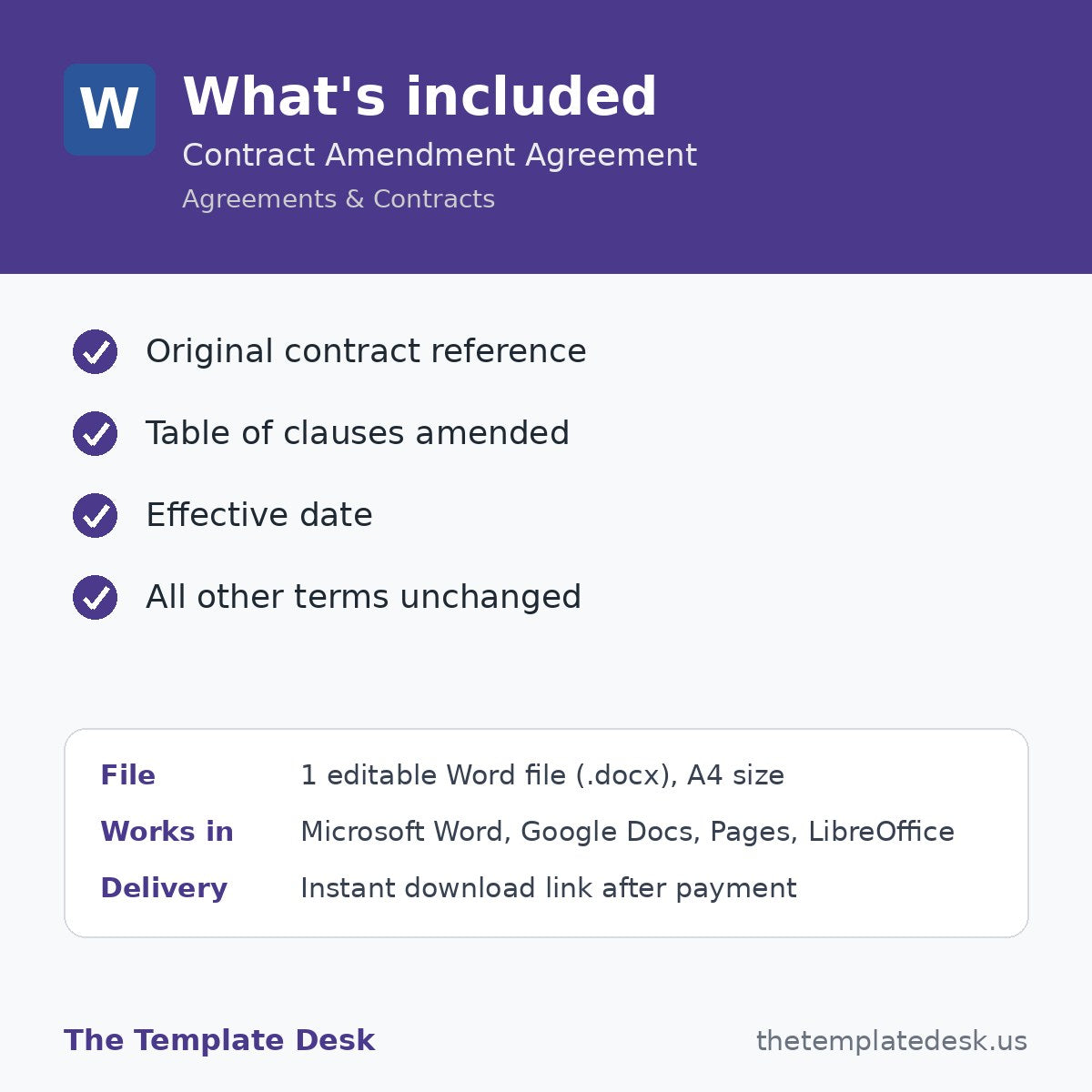 Contract Amendment Agreement – what's included