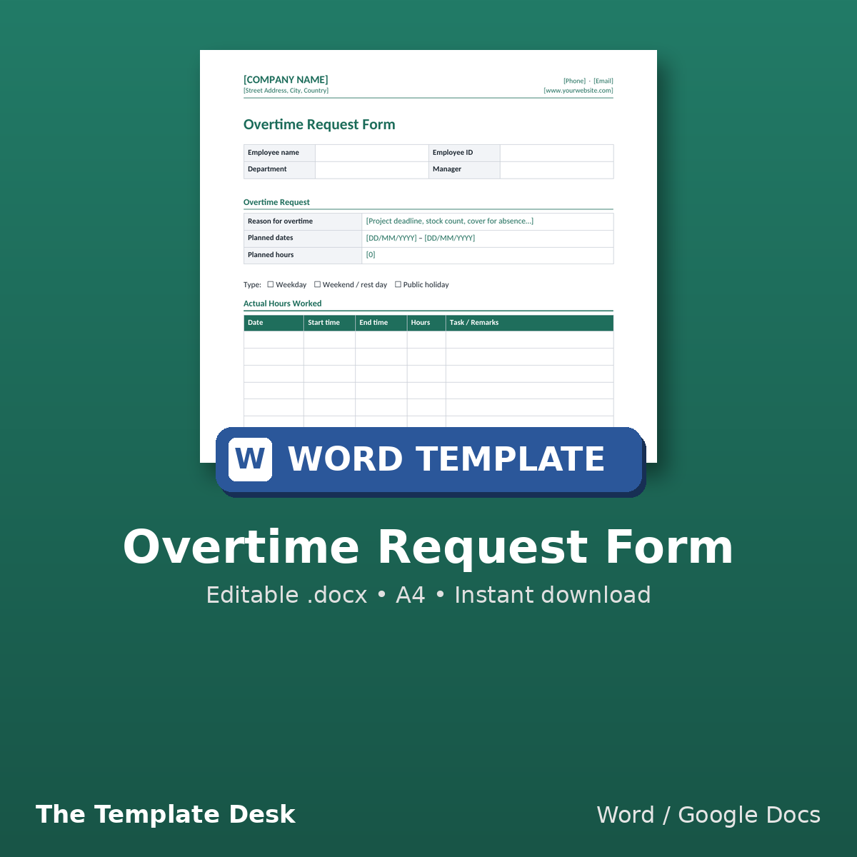 Overtime Request Form – cover