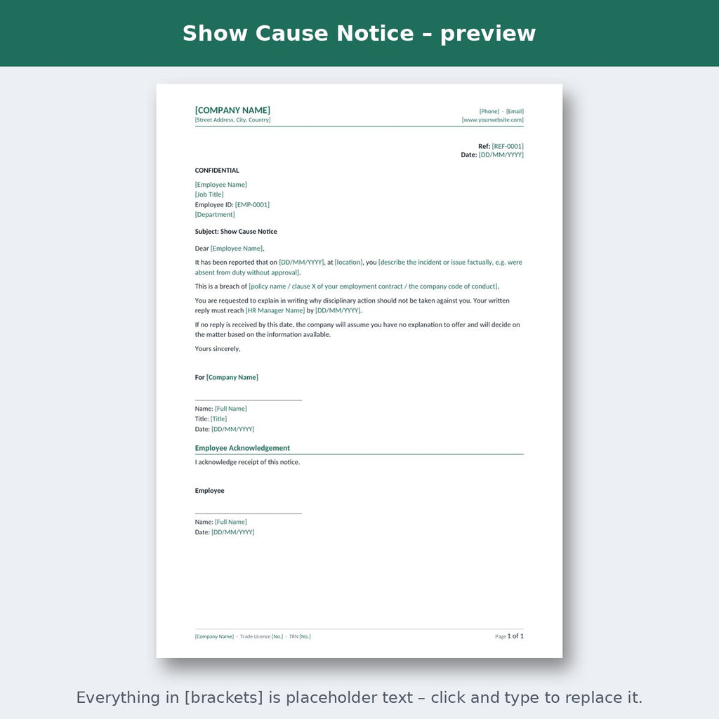 Show Cause Notice – preview