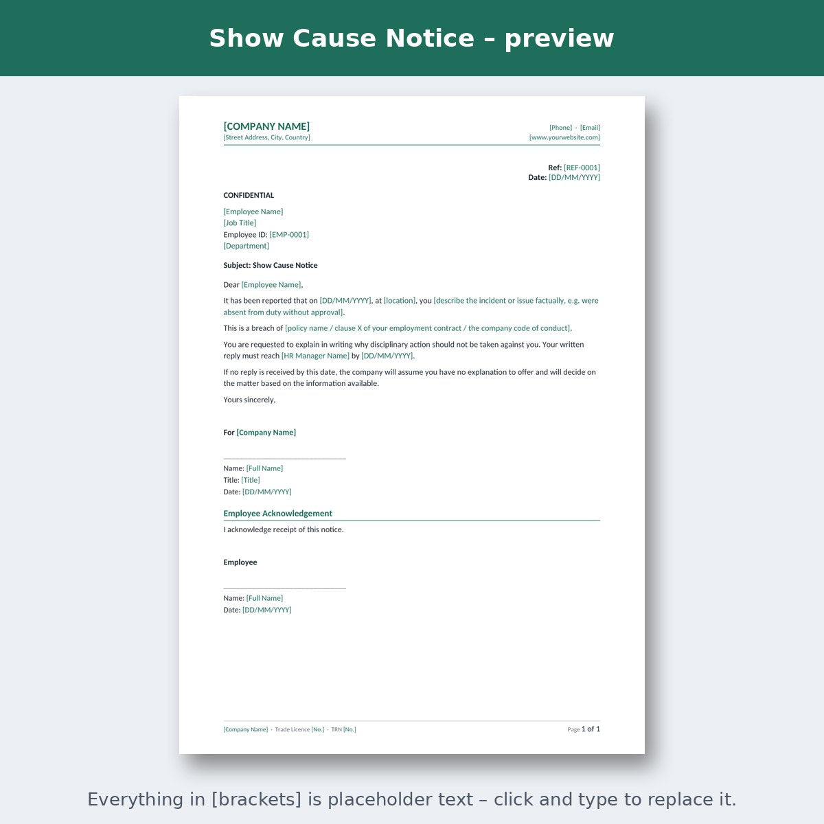 Show Cause Notice – preview