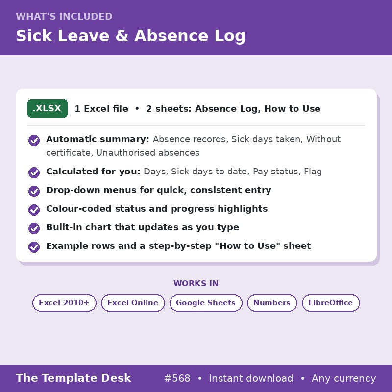 Sick Leave & Absence Log – what's included