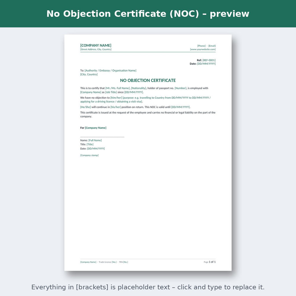 No Objection Certificate (NOC) – preview