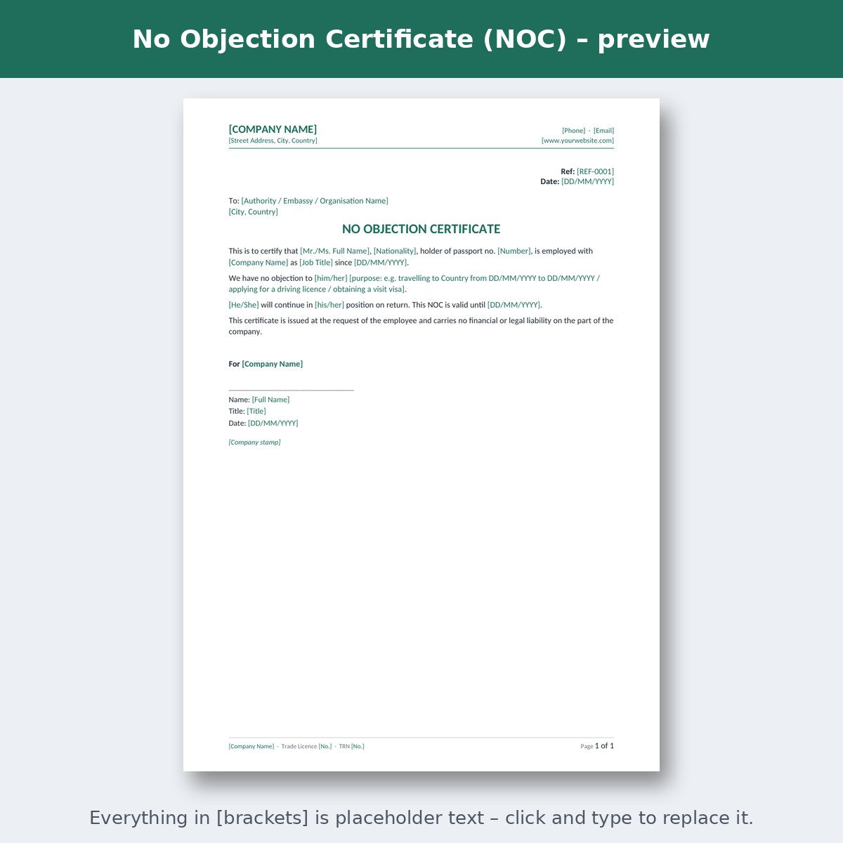 No Objection Certificate (NOC) – preview
