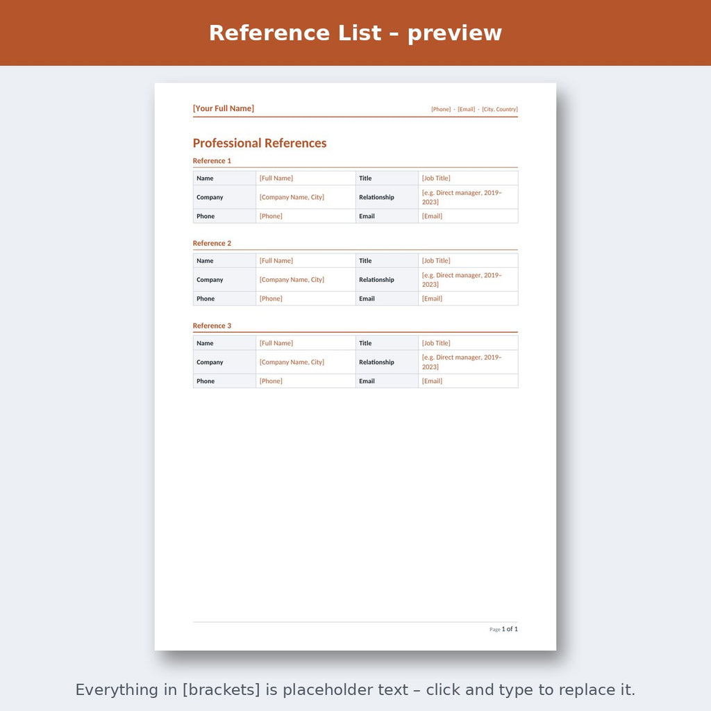Reference List – preview