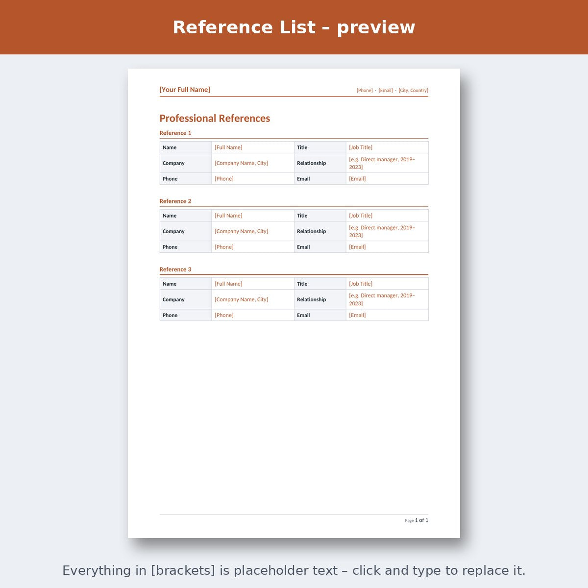 Reference List – preview