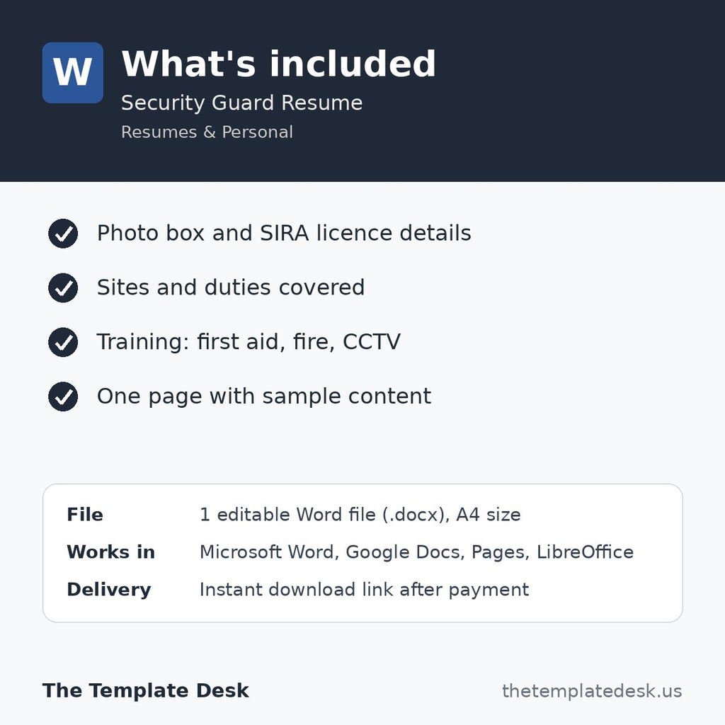 Security Guard Resume – what's included