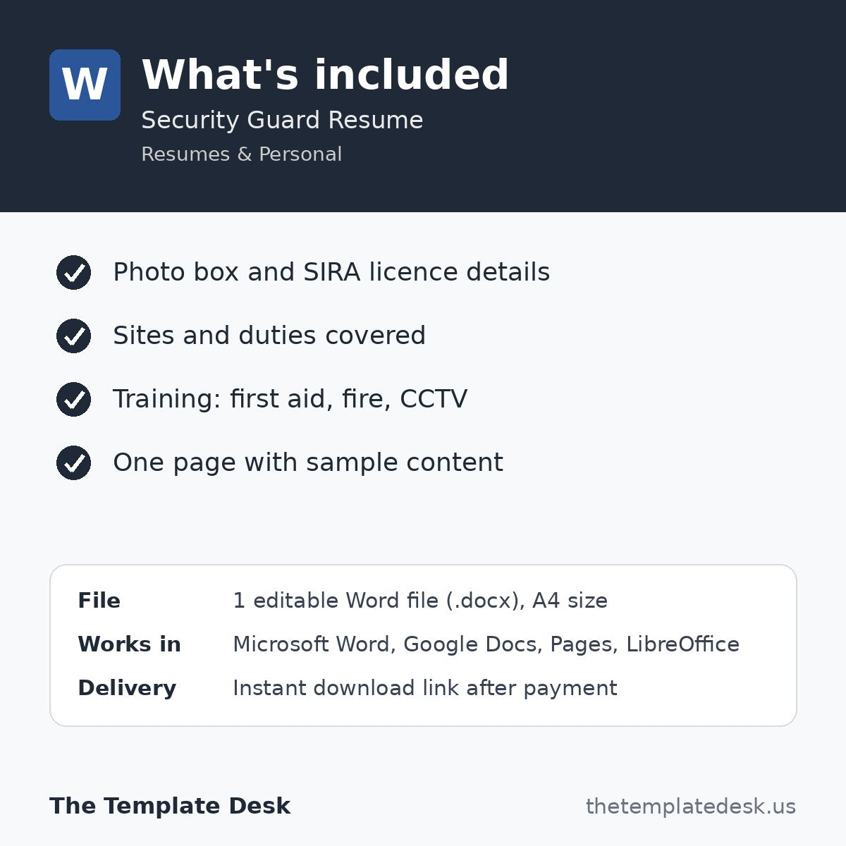 Security Guard Resume – what's included