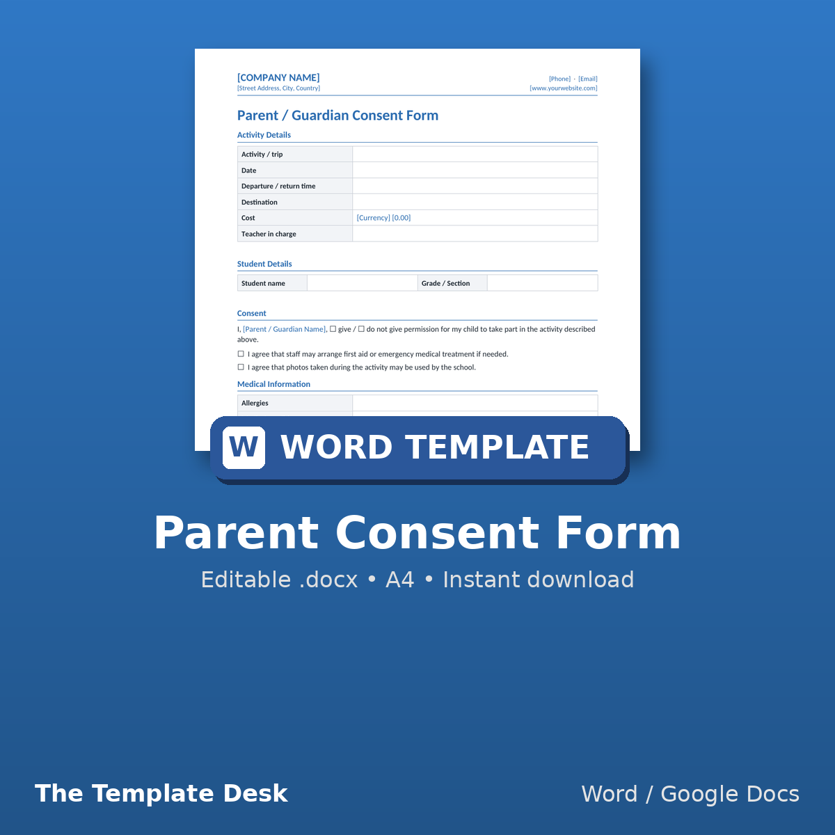 Parent Consent Form – cover