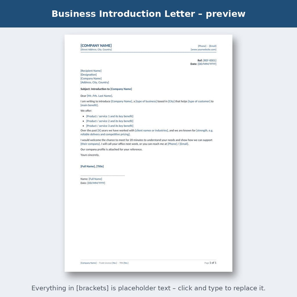 Business Introduction Letter – preview