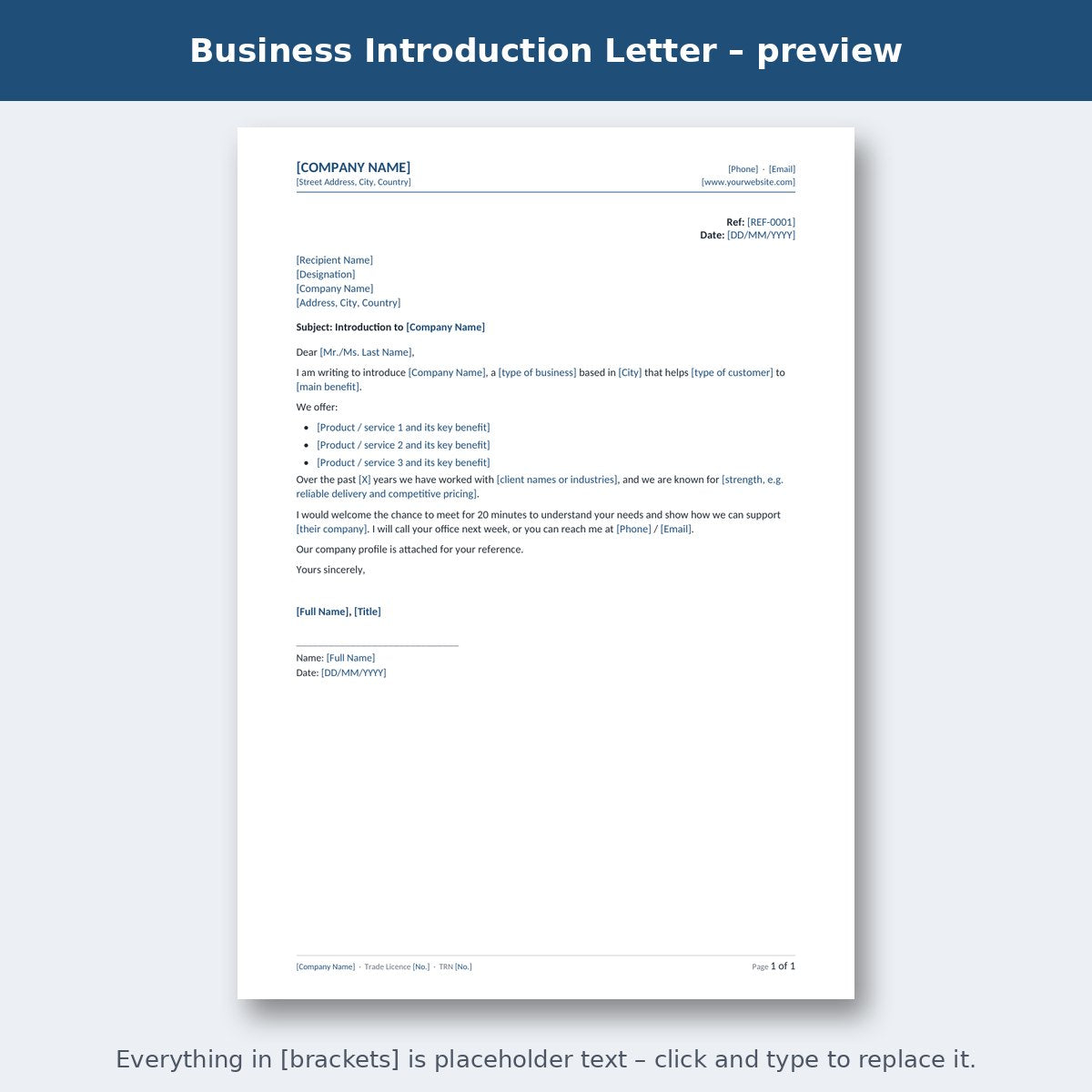 Business Introduction Letter – preview