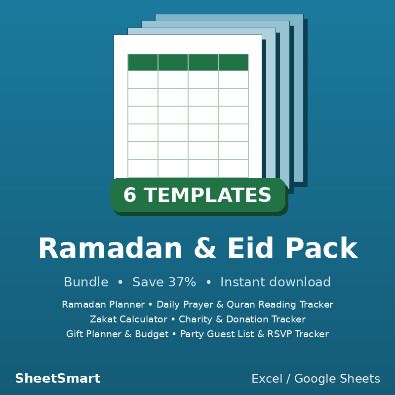 Ramadan & Eid Pack – 6 Excel templates bundle