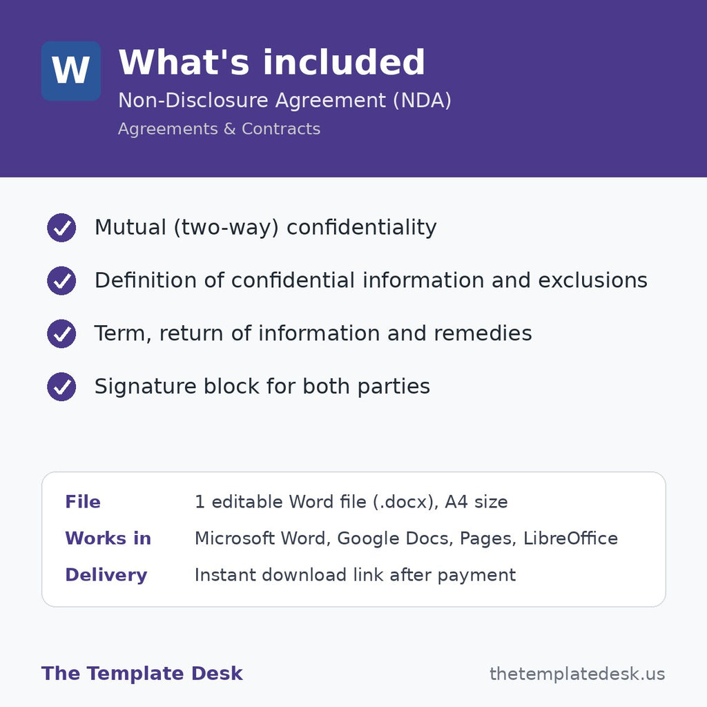 Non-Disclosure Agreement (NDA) – what's included