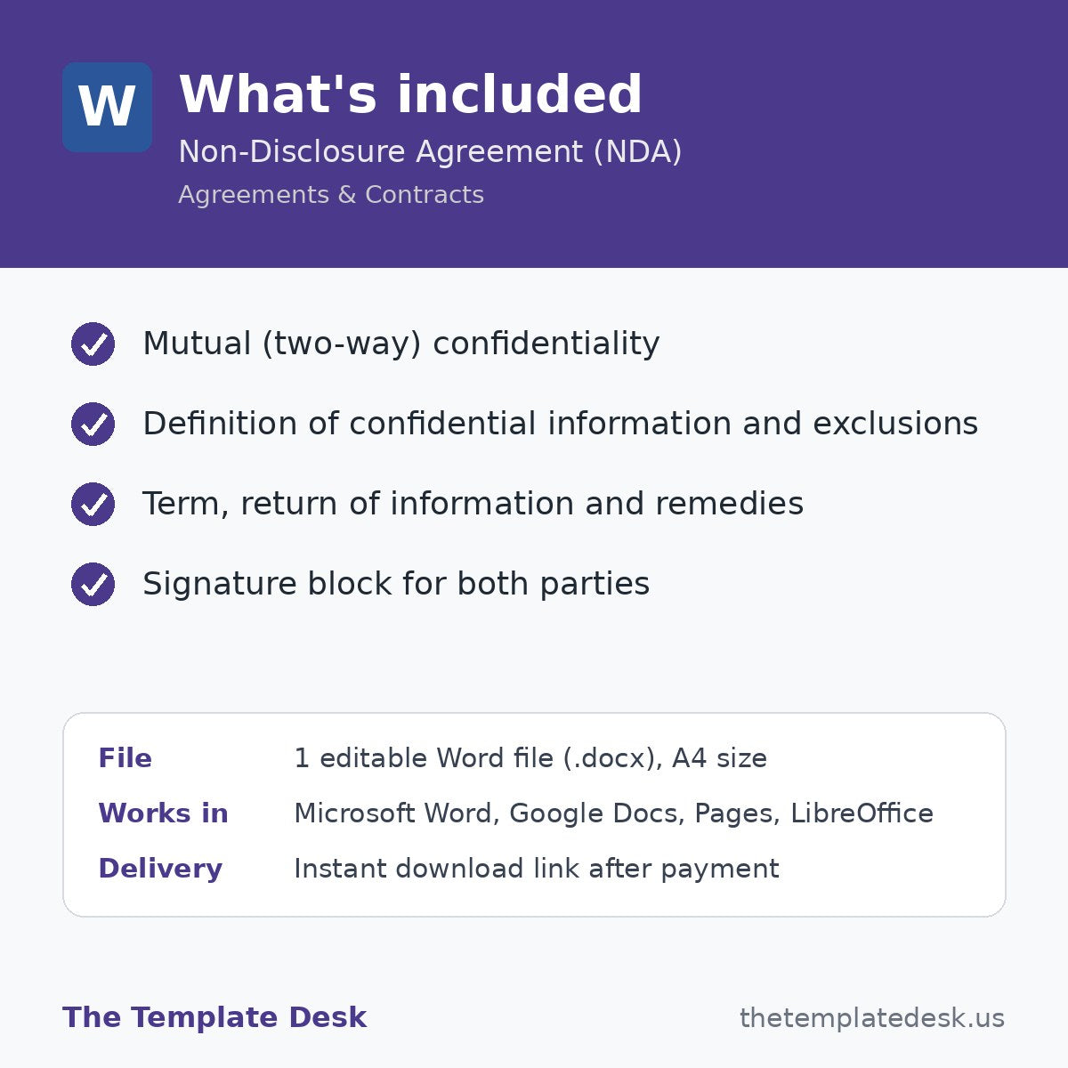 Non-Disclosure Agreement (NDA) – what's included